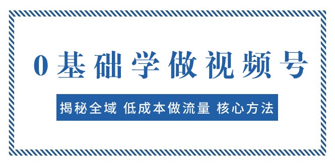 0基础学做视频号：揭秘全域 低成本做流量 核心方法 快速出爆款 轻松变现-易购网创