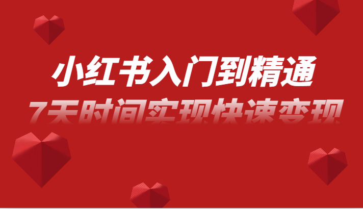 小红书入门到精通课，无货源电商实操运营，7天时间实现快速变现-易购网创