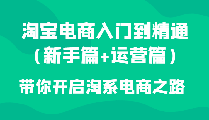 淘宝电商入门到精通（新手篇+运营篇）带你开启淘系电商之路-易购网创