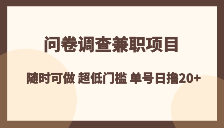 问卷调查兼职项目，随时可做 超低门槛 单号日撸20+-易购网创