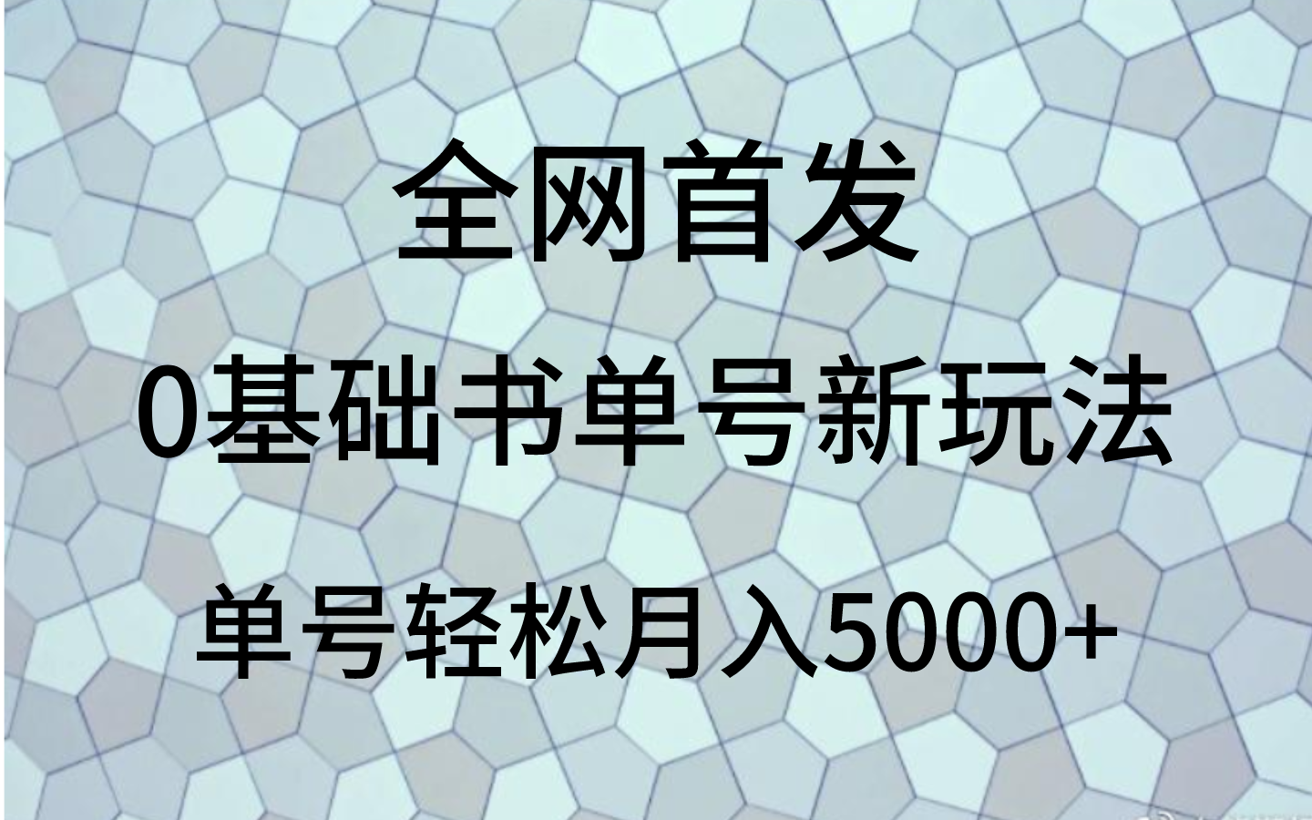 0基础书单号新玩法，操作简单，单号轻松月入5000+-易购网创