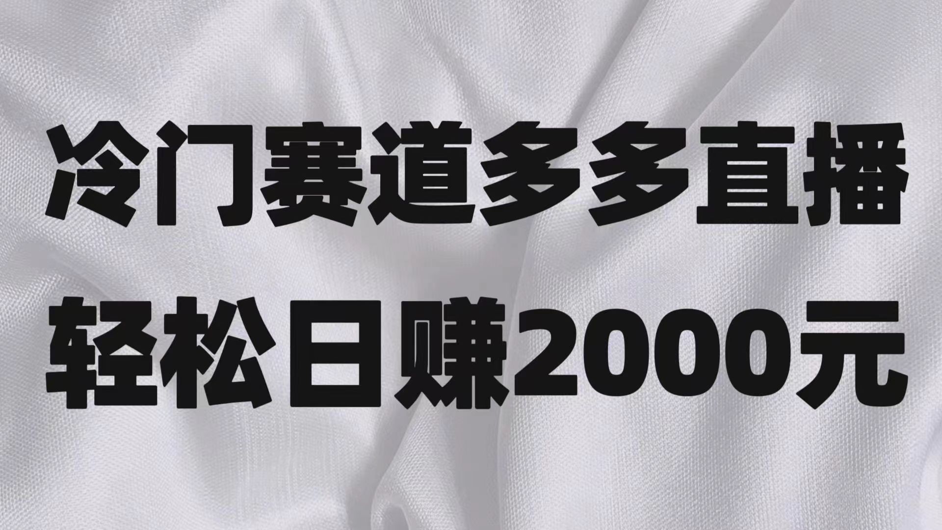 冷门赛道拼多多直播项目，简单念稿子，日收益2000＋-易购网创