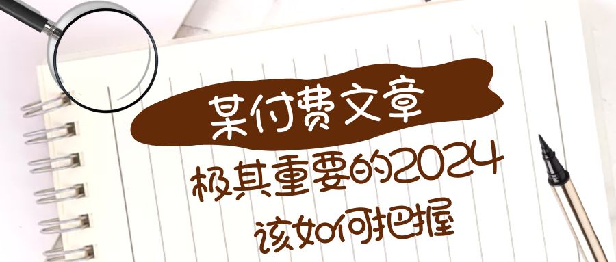 极其重要的2024该如何把握？【某公众号付费文章】-易购网创