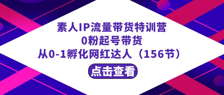 繁星·计划素人IP流量带货特训营：0粉起号带货 从0-1孵化网红达人（156节）-易购网创
