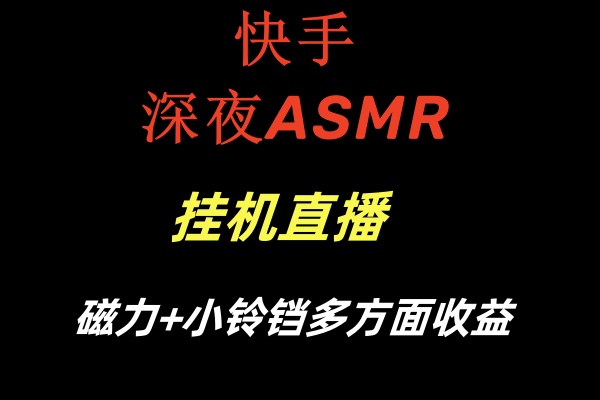 快手深夜ASMR挂机直播磁力+小铃铛多方面收益-易购网创