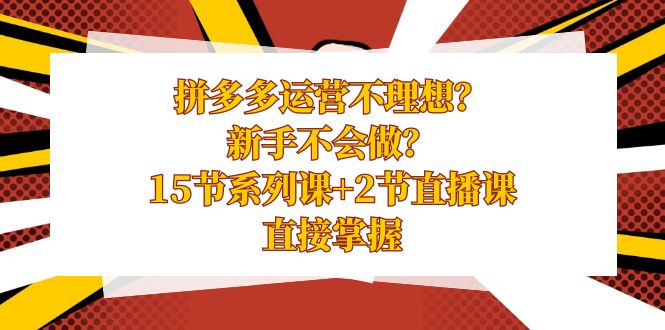 拼多多运营不理想？新手不会做？15节系列课+2节直播课学会直接掌握-易购网创