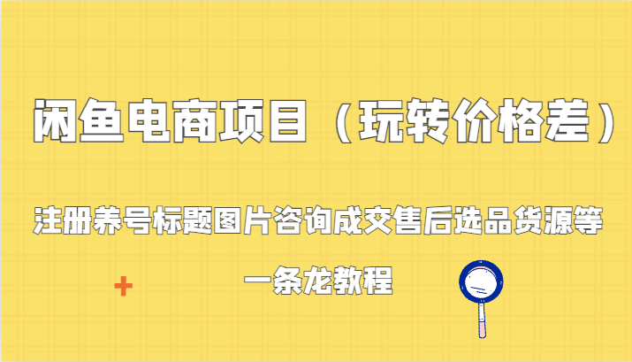 闲鱼电商项目（玩转价格差）：注册养号标题图片咨询成交售后选品货源等，一条龙教程-易购网创