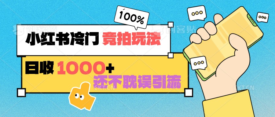 小红书冷门 竞拍玩法 日收1000+ 不耽误引流 可以做店铺 可以做私域-易购网创