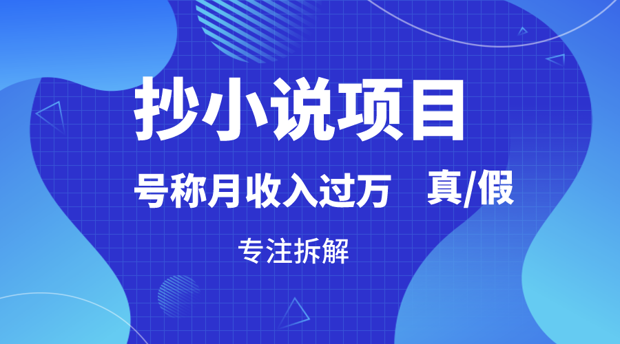 抄小说项目，号称月入过万，到底是否真实，能不能做，详细拆解-易购网创
