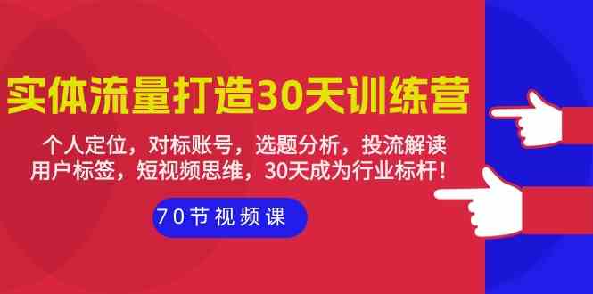 实体流量打造30天训练营：个人定位，对标账号，选题分析，投流解读（70节）-易购网创