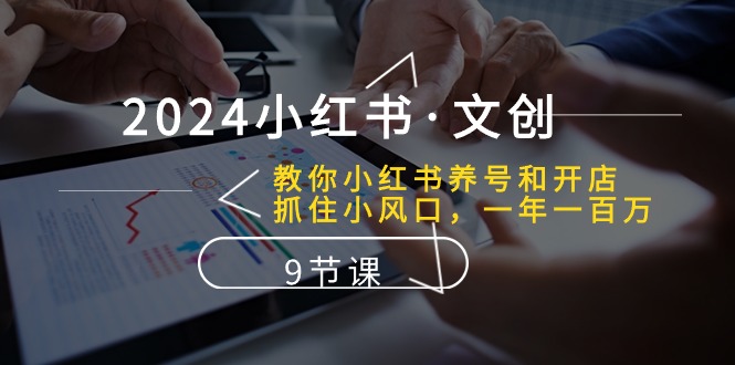 2024小红书文创：教你小红书养号和开店、抓住小风口 一年一百万 (9节课)-易购网创