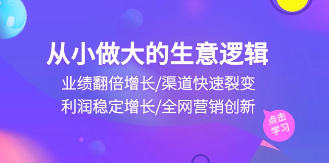 从小做大生意逻辑：业绩翻倍增长/渠道快速裂变/利润稳定增长/全网营销创新-易购网创