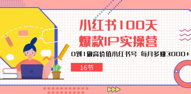 小红书100天爆款IP实操营，0到1做高价值小红书号，每月多赚3000+（16节）-易购网创