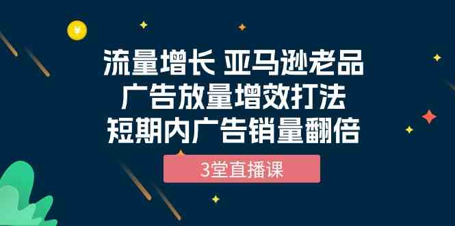 流量增长 亚马逊老品广告放量增效打法，短期内广告销量翻倍（3堂直播课）-易购网创
