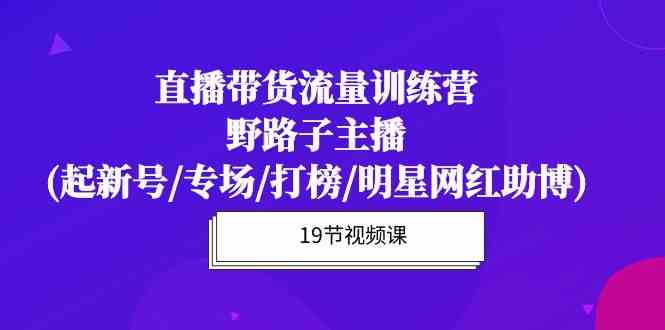 直播带货流量特训营，野路子主播(起新号/专场/打榜/明星网红助博)-易购网创