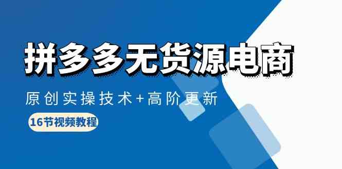 拼多多无货源电商，原创实操技术+高阶更新（16节视频教程）-易购网创
