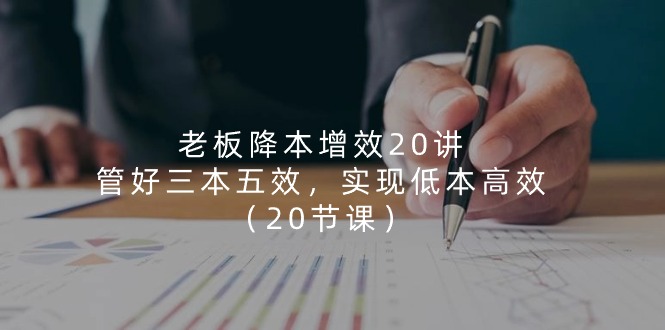 老板降本增效20讲，管好三本五效，实现低本高效（20节课）-易购网创