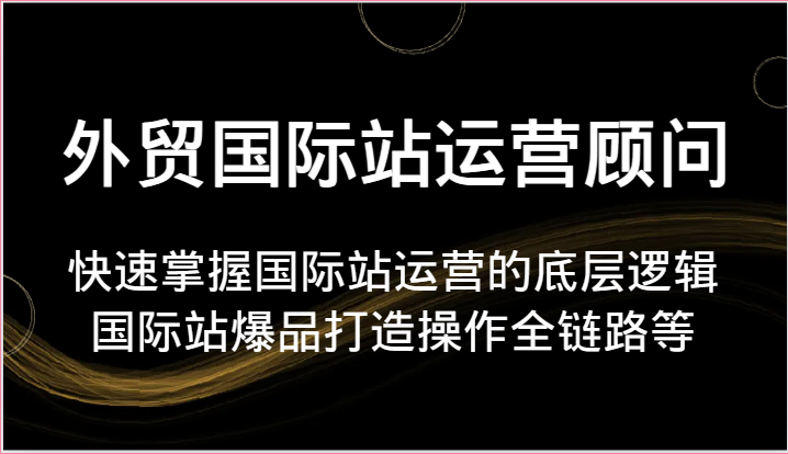 外贸国际站运营顾问-快速掌握国际站运营的底层逻辑，国际站爆品打造操作全链路等-易购网创