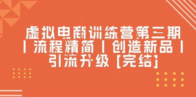 虚拟电商训练营第三期丨流程精简丨创造新品丨引流升级-易购网创