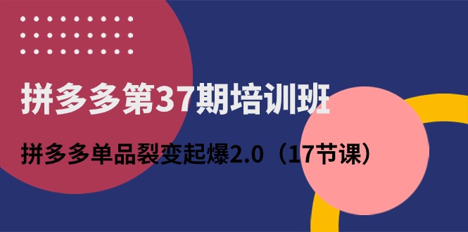 拼多多第37期培训班：拼多多单品裂变起爆2.0（17节课）-易购网创