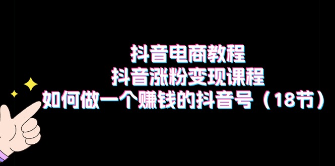 抖音电商教程：抖音涨粉变现课程：如何做一个赚钱的抖音号（18节）-易购网创