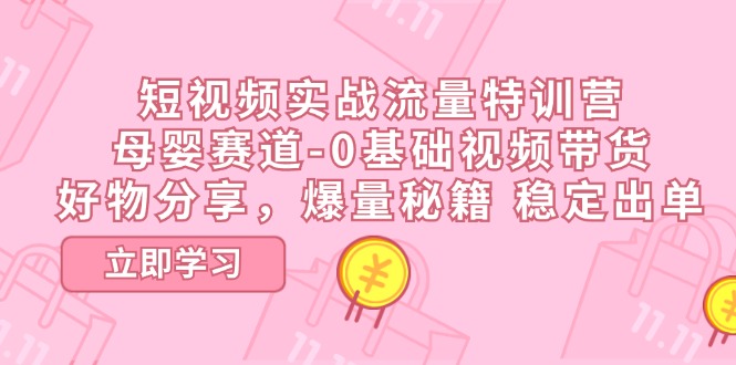 短视频实战流量特训营，母婴赛道-0基础带货，好物分享，爆量秘籍 稳定出单-易购网创