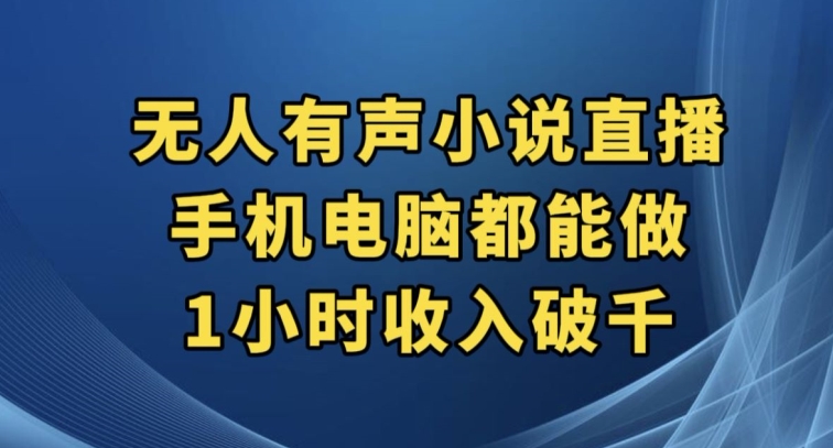 抖音无人有声小说直播，手机电脑都能做，1小时收入破千【揭秘】-易购网创