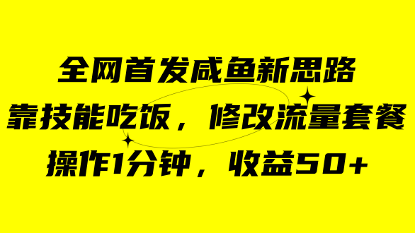 （7508期）咸鱼冷门新玩法，靠“技能吃饭”，修改流量套餐，操作1分钟，收益50+-易购网创