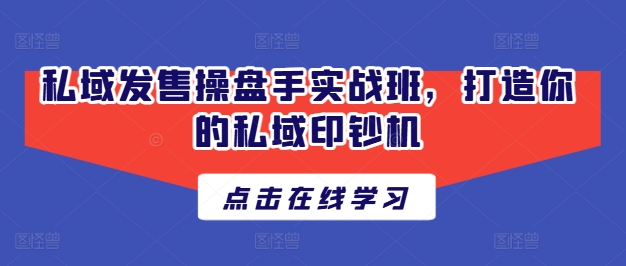 私域发售操盘手实战班，打造你的私域印钞机-易购网创