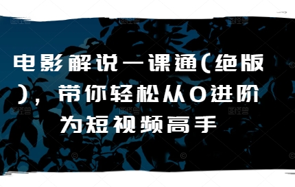 电影解说一课通(绝版)，带你轻松从0进阶为短视频高手-易购网创