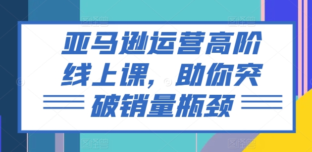 亚马逊运营高阶线上课，助你突破销量瓶颈-易购网创
