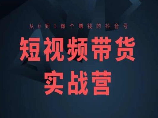 短视频带货实战营(高阶课)，从0到1做个赚钱的抖音号-易购网创