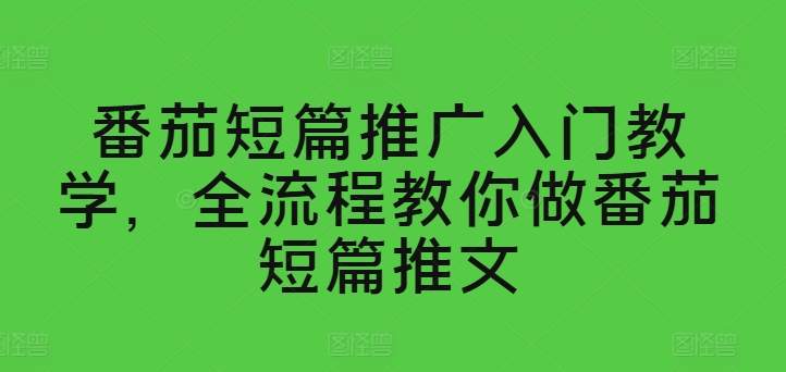 番茄短篇推广入门教学，全流程教你做番茄短篇推文-易购网创