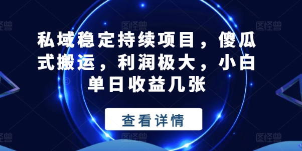 私域稳定持续项目，傻瓜式搬运，利润极大，小白单日收益几张-易购网创