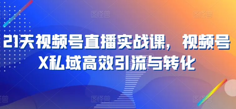 21天视频号直播实战课，视频号X私域高效引流与转化-易购网创