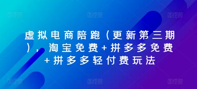 虚拟电商陪跑(更新第三期)，淘宝免费+拼多多免费+拼多多轻付费玩法-易购网创