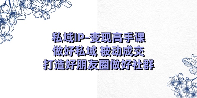 私域IP-变现高手课：做好私域 被动成交，打造好朋友圈做好社群（18节）-易购网创