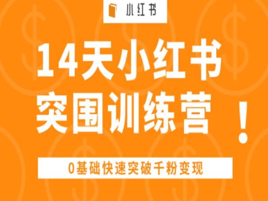 14天小红书突围训练营 ，0基础快速突破千粉变现-易购网创