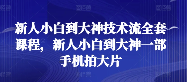 新人小白到大神技术流全套课程，新人小白到大神一部手机拍大片-易购网创