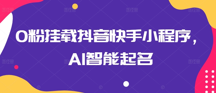 0粉挂载抖音快手小程序，AI智能起名-易购网创