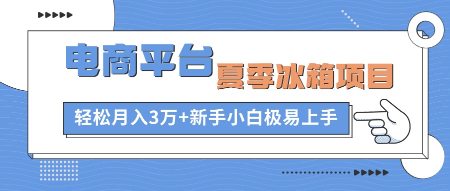 电商平台夏季冰箱项目，轻松月入3万+，新手小白极易上手-易购网创