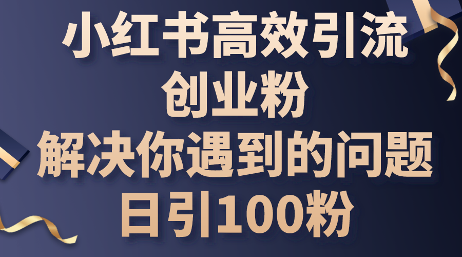 小红书高效引流创业粉，解决你遇到的问题，日引100粉-易购网创