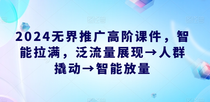 2024无界推广高阶课件，智能拉满，泛流量展现→人群撬动→智能放量-易购网创