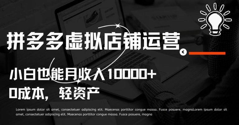 拼多多虚拟店铺运营小白也能月收入10000+-易购网创