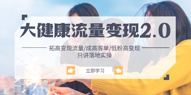 大健康 流量 变现2.0：拓高变现 流量/成高客单/低粉高变现/只讲落地实战-易购网创