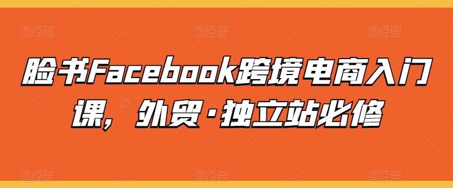 脸书Facebook跨境电商入门课，外贸·独立站必修-易购网创