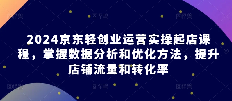 2024京东轻创业运营实操起店课程，掌握数据分析和优化方法，提升店铺流量和转化率-易购网创