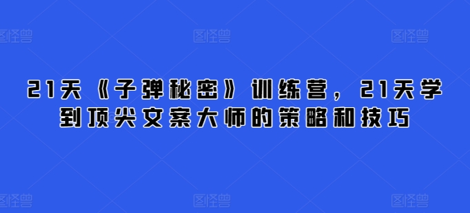 21天《子弹秘密》训练营，21天学到顶尖文案大师的策略和技巧-易购网创