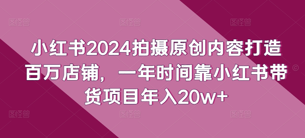 小红书2024拍摄原创内容打造百万店铺，一年时间靠小红书带货项目年入20w+-易购网创