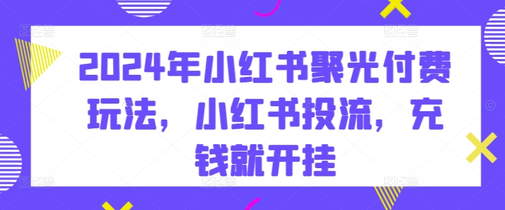 2024年小红书聚光付费玩法，小红书投流，充钱就开挂-易购网创